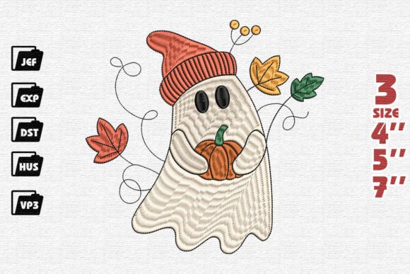 Autumn Ghost Holding Pumpkin Embroidery Review
