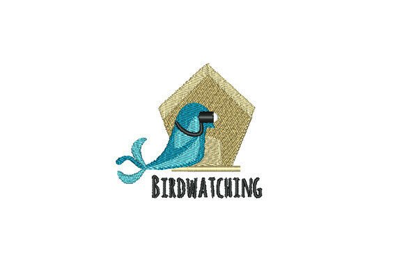 Birdwatching with Binoculars Embroidery
