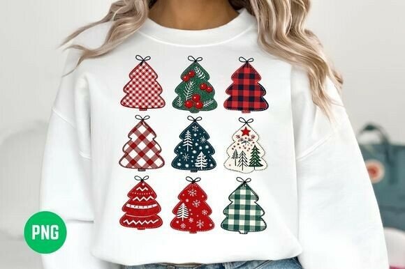 Faux Embroidery Patchwork Christmas Tree