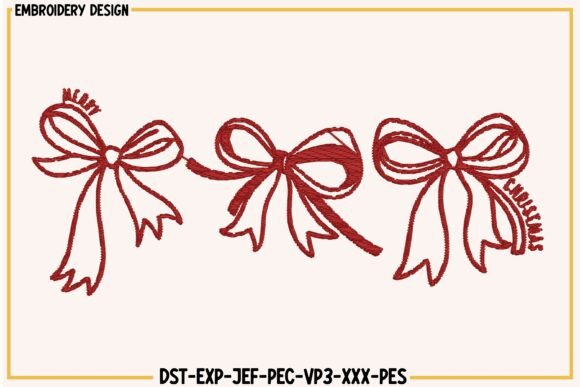 Merry Christmas Bow Embroidery Design Review