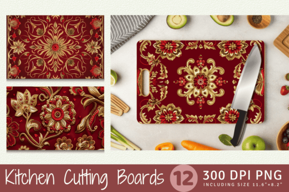 Red Gold Embroidery Cutting Boards Sub Review
