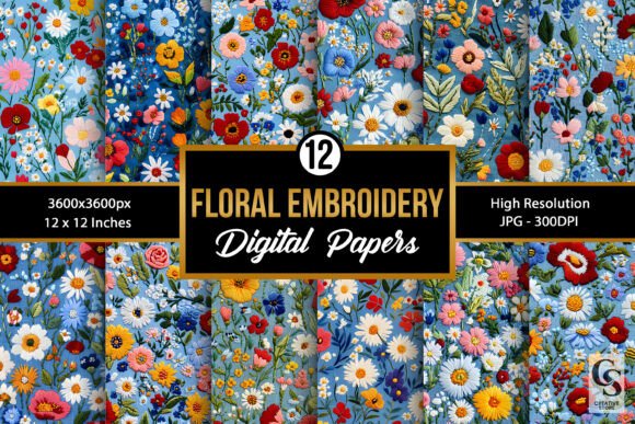 Spring Floral Embroidery Digital Papers Review